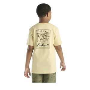Kids Carhartt Tan Graphic T Shirt Dog Print Pocket Tee Size L G 14 16